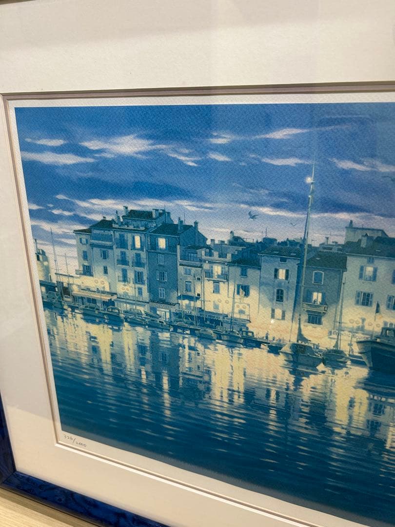 【真作】笹倉鉄平サントロペ　36×90cm 額64×118cm