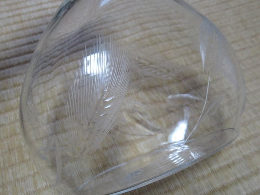 未使用 大正時代 フランス製◆フタ付近純銀製 麦模様手磨き切子 デキャンター