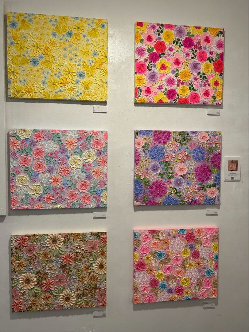 原画 テクスチャーアート 花の絵　花　フラワーアート　花柄