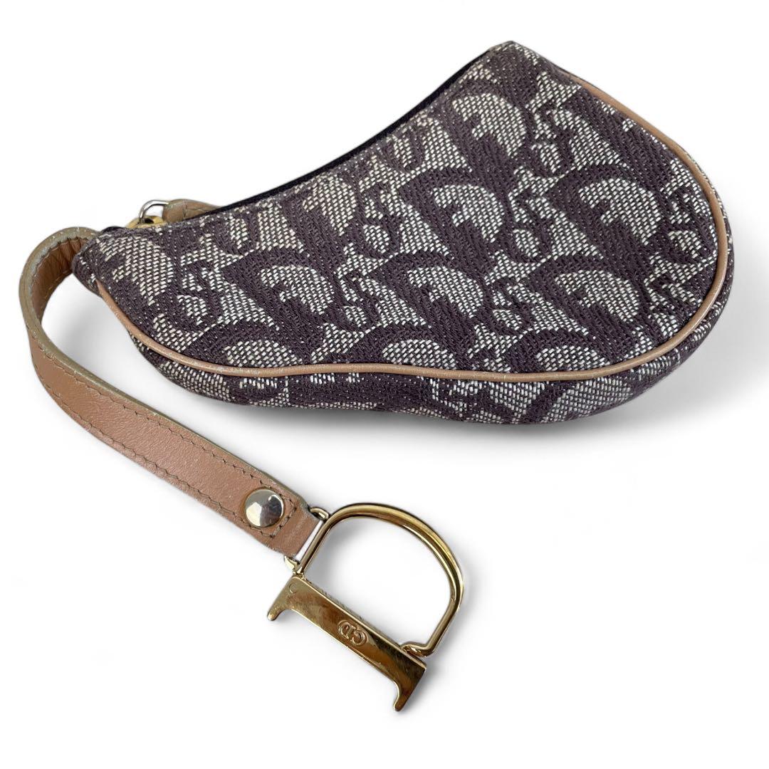 クリスチャンディオール　トロッター　サドル　ケース　ゴールド金具　ブラウン