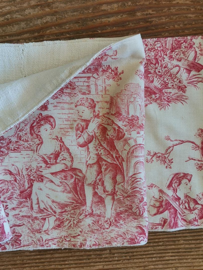 アンティークトワルドジュイ 子供とカップルと天使 田園風景 ランナー マフラー