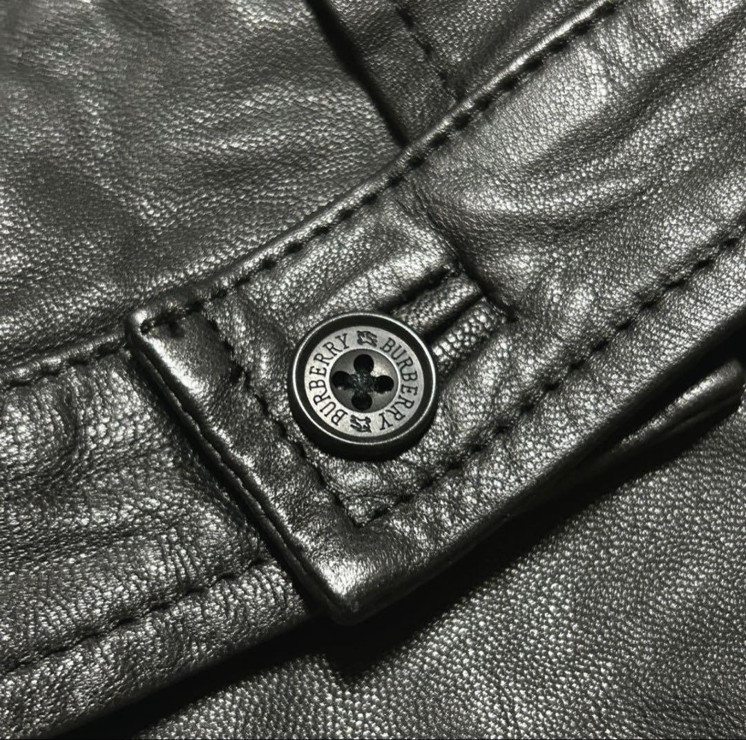 【美品】バーバリーブラックレーベル ラムレザー ジャケット ノバチェック L