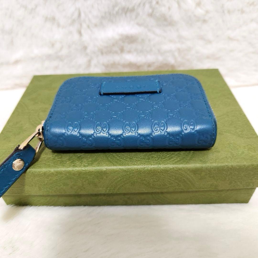 ✨極美品✨グッチ　ケース　小銭入れ　マイクロシマ　ブルー　青　レザー