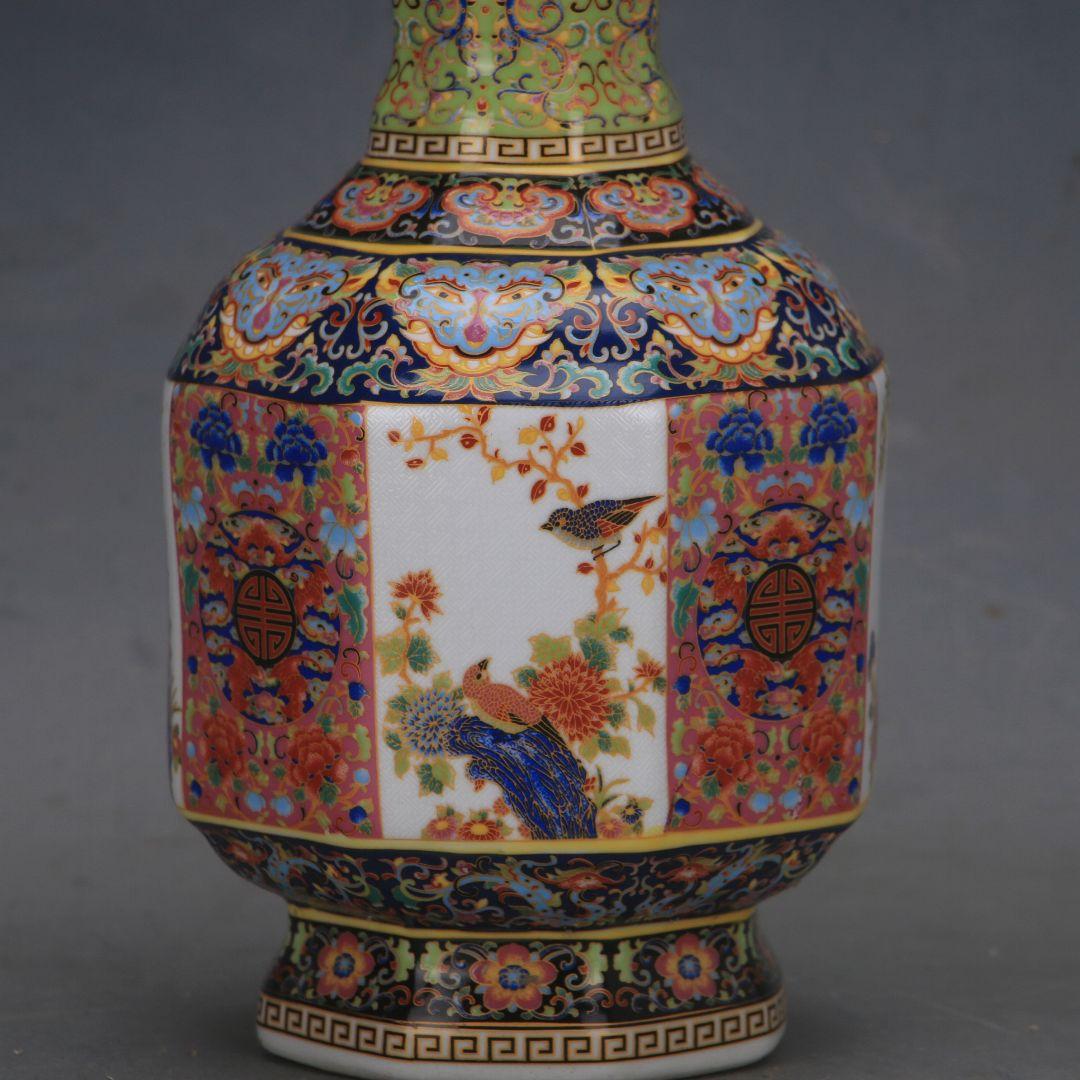 花鳥八方瓶は清雍正琺瑯彩窓窓瓶 景徳鎮 陶磁器 装飾品 現代工芸品 美術品 置物