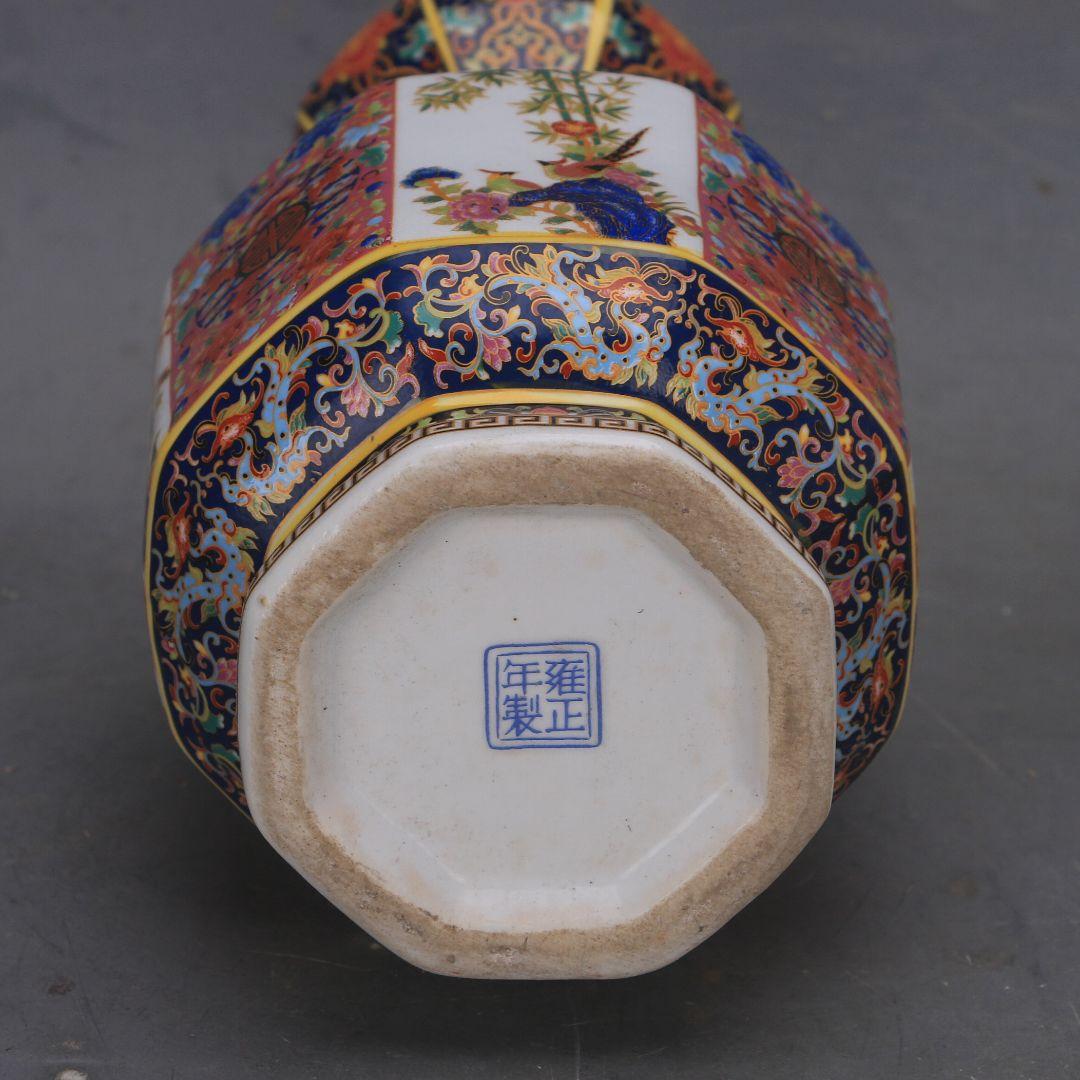 花鳥八方瓶は清雍正琺瑯彩窓窓瓶 景徳鎮 陶磁器 装飾品 現代工芸品 美術品 置物