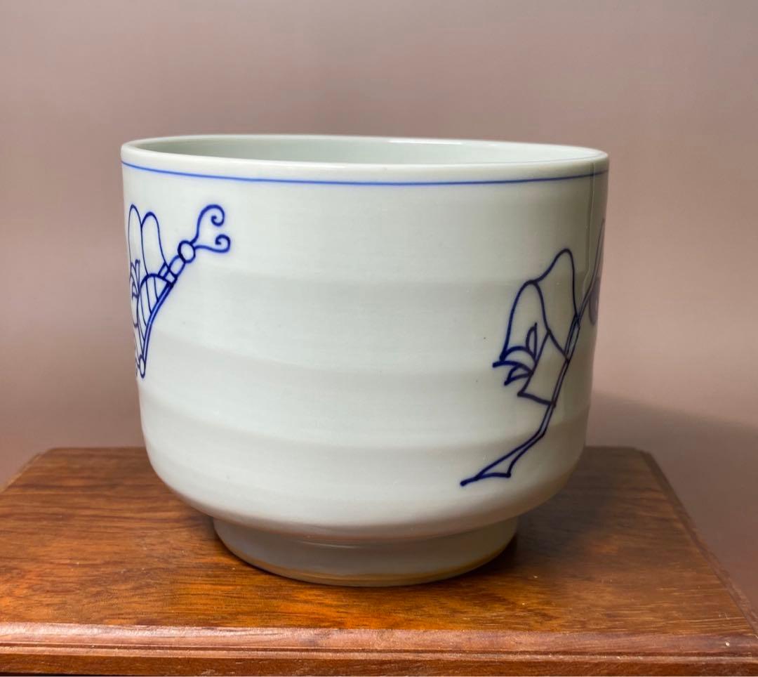 【茶道具】清閑寺窯　祥平造　染付冠手火入（共箱）