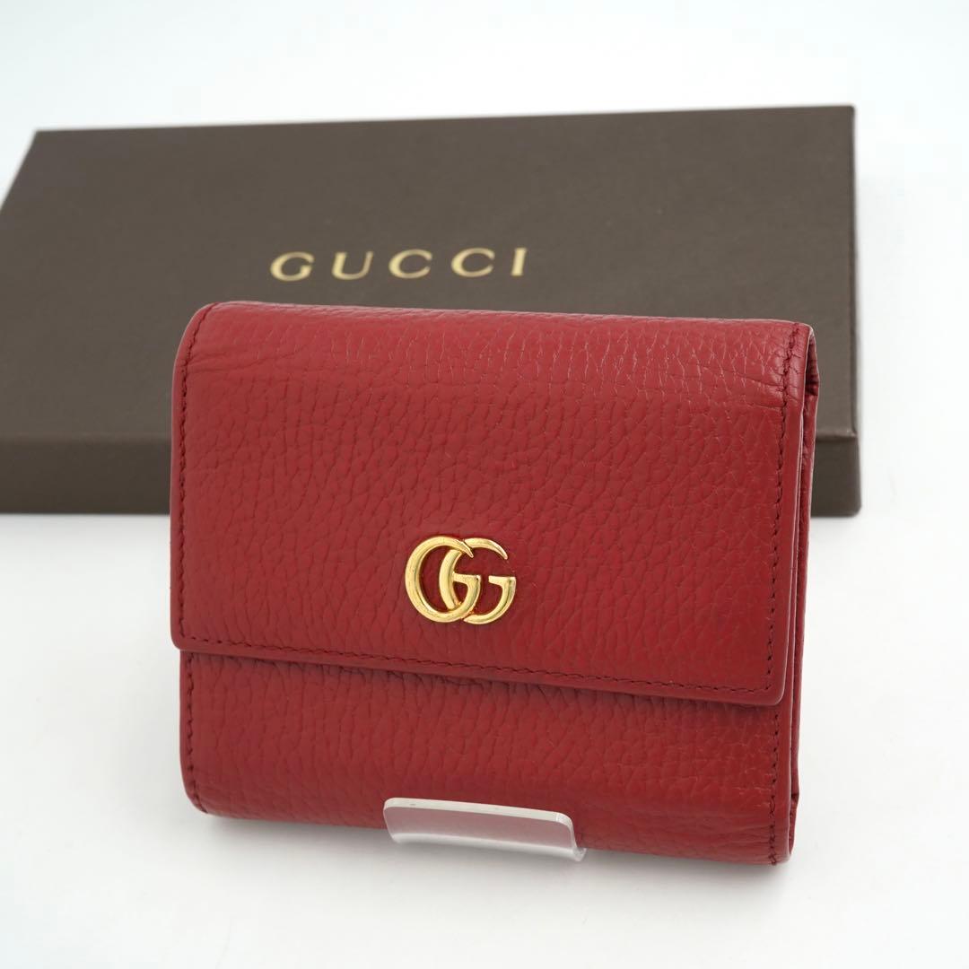 ✨未使用展示品✨　GUCCI ミニ財布　マーモント　三つ折り　GGロゴ　刻印