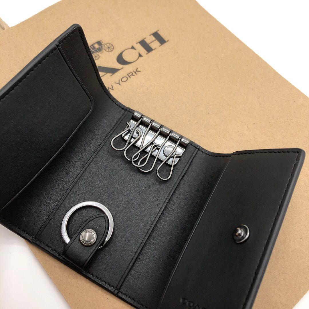 【COACH☆新品】☆シグネチャー☆チャコール☆5 リング キー ケース☆