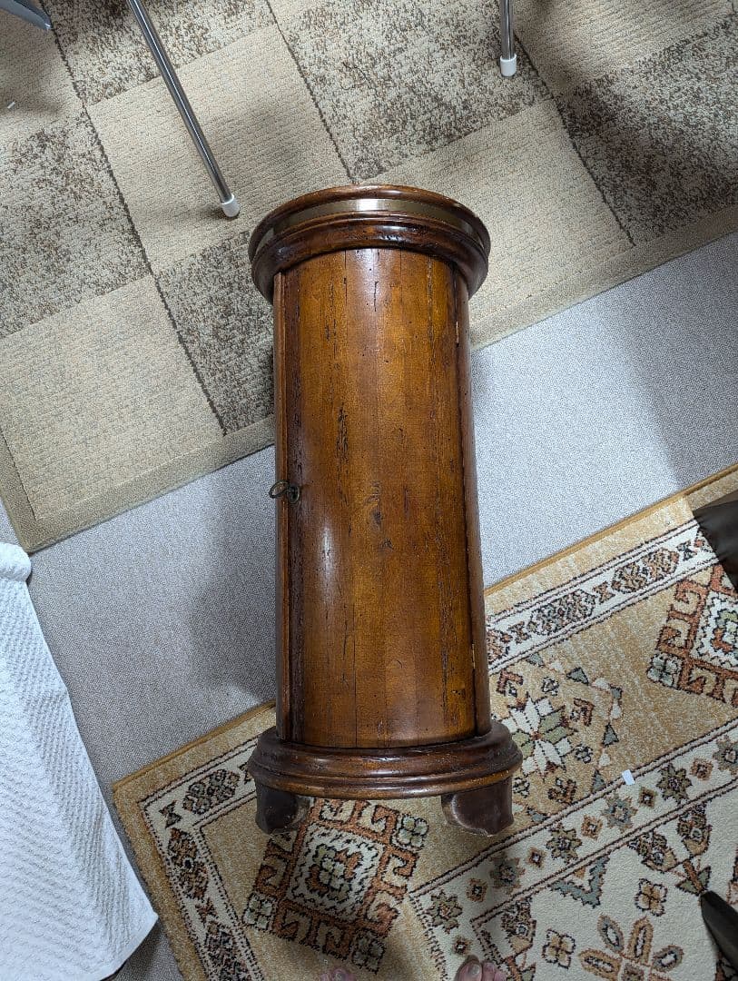 木製円形キャビネット ダークブラウン