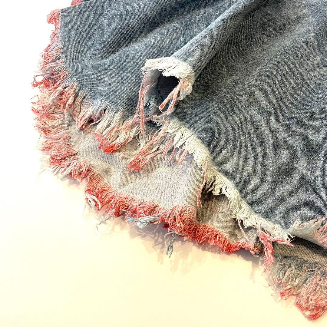 【新品】W24 ディーゼル スカート フレア イレギュラー 切りっぱなし ブルー