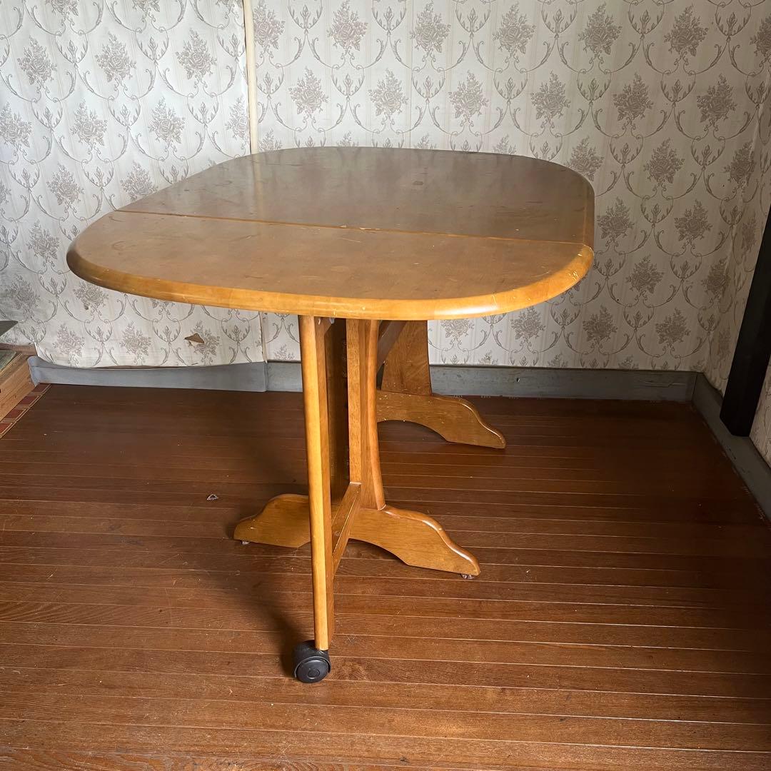 【アンティーク】北欧レトロ 木製 バタフライテーブル ドロップリーフテーブル 机