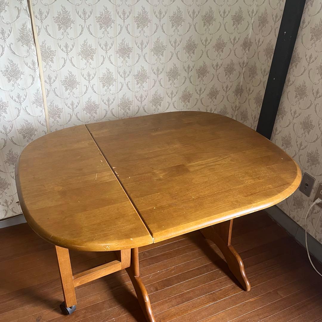 【アンティーク】北欧レトロ 木製 バタフライテーブル ドロップリーフテーブル 机