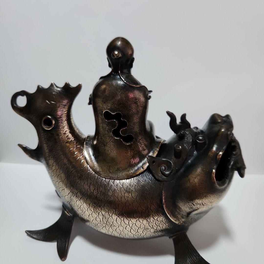 亀文堂　鯉仙人　金属製香炉