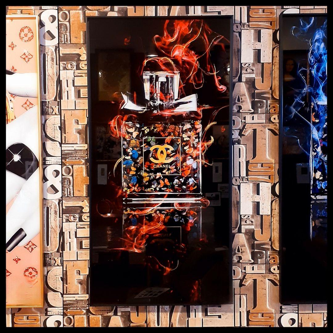 輸入雑貨　特殊強化ガラスアート　『CHANEL』　ミラーアート　60×120cm