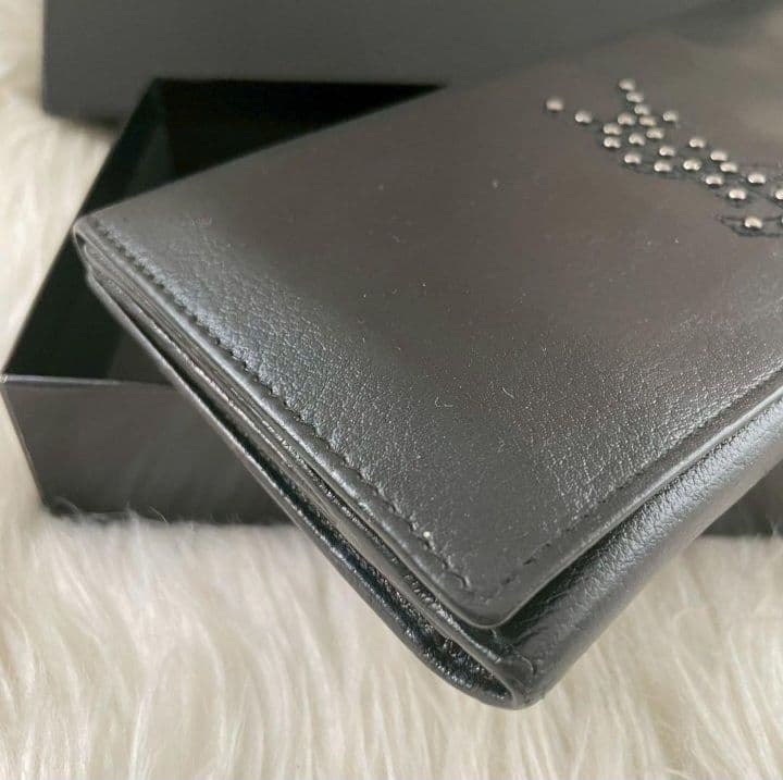 イブサンローラン YSL 二つ折り 財布 スタッズ ロゴ 黒 ブラック 正規品