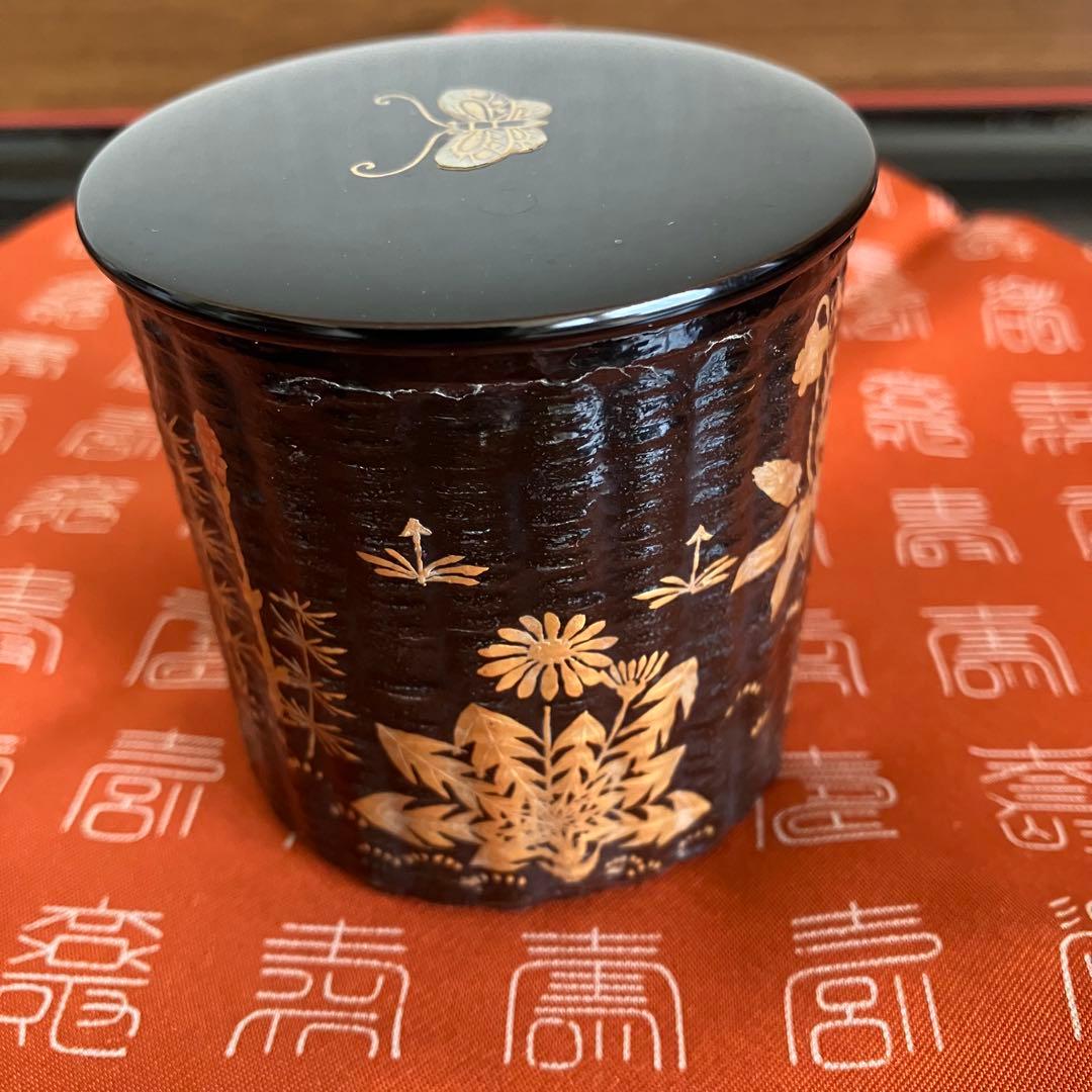 最終お値下げ 塗師 辻石斎 春野蒔絵 籠棗 茶道具 共布 共箱