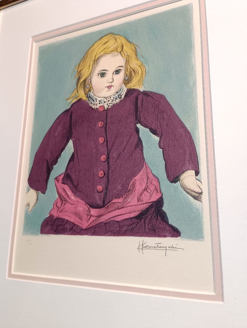 小松崎邦雄　リトグラフ　ドール　パール　ピンク　ミルキー　金髪　少女　直筆サイン