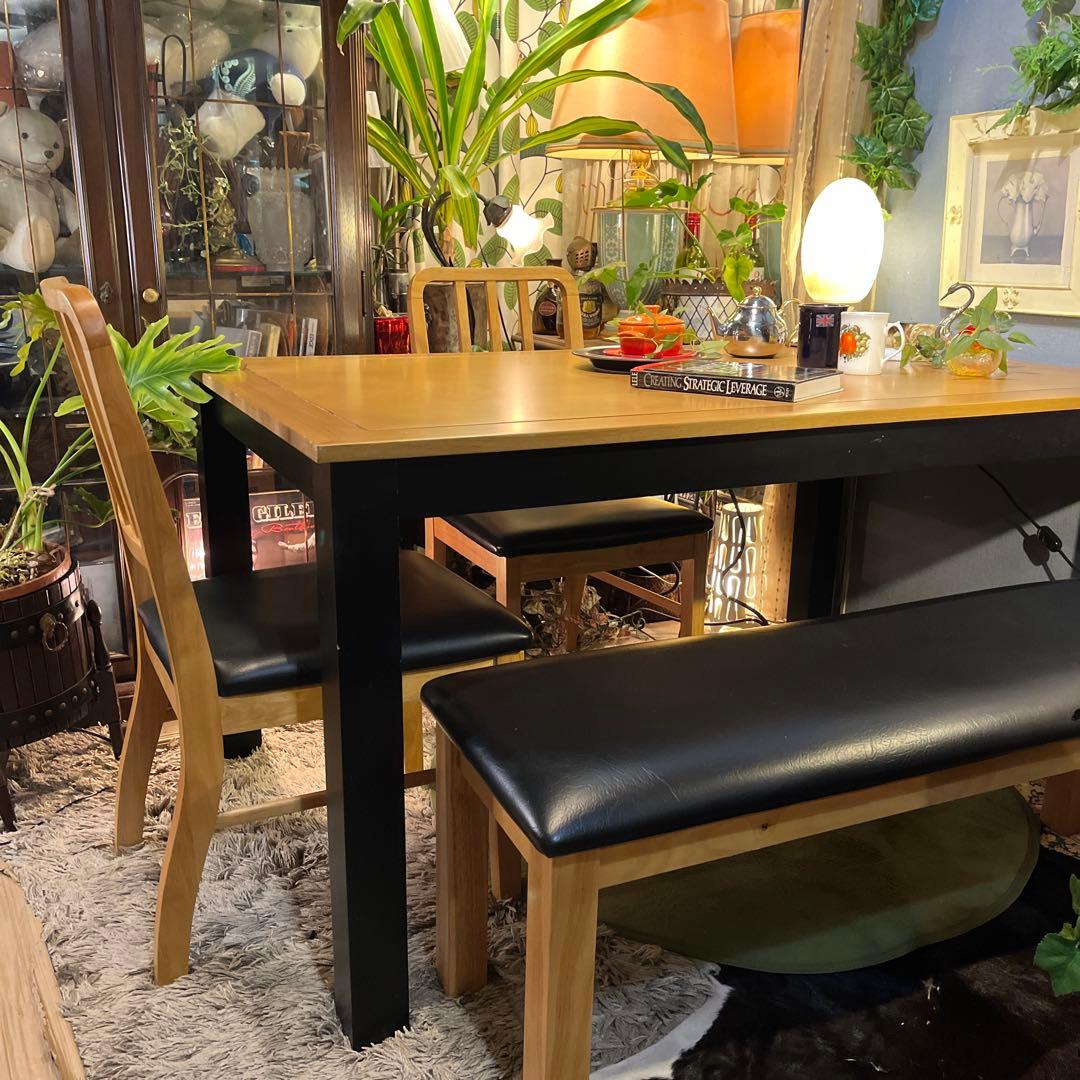 リュウ Sale ヴィンテージ ヘリンボーンデザインダイニングテーブル北欧