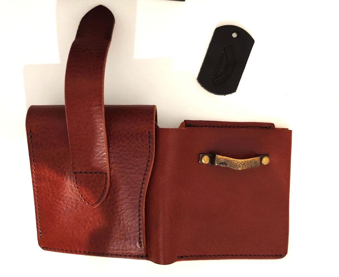 池之端銀革店　イタリアンレザー牛革　ギャルソン 三つ折り財布