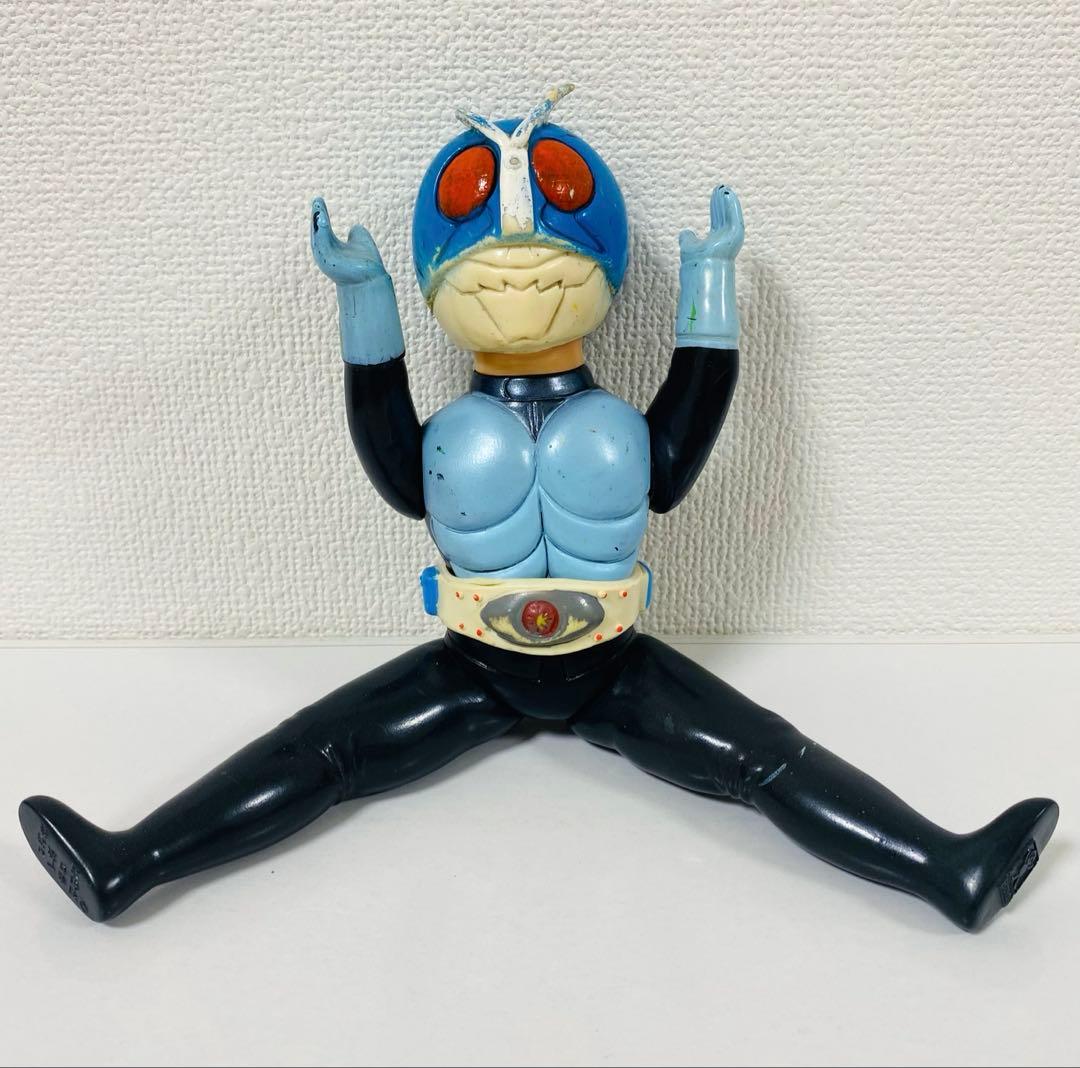 せ*ゃ様 当時物 ソフビ 旧バンダイ 仮面ライダー 水色マスク 面取れ