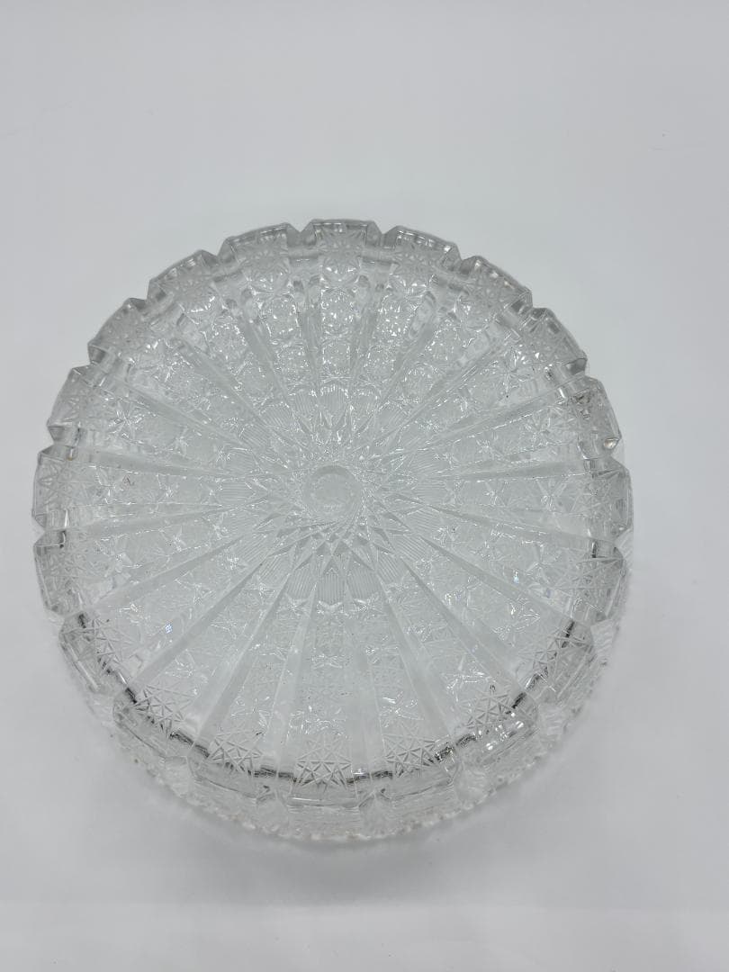 クリスタルガラス 大皿 ディスプレイ　炭入れ　直径２３ｃｍ　?