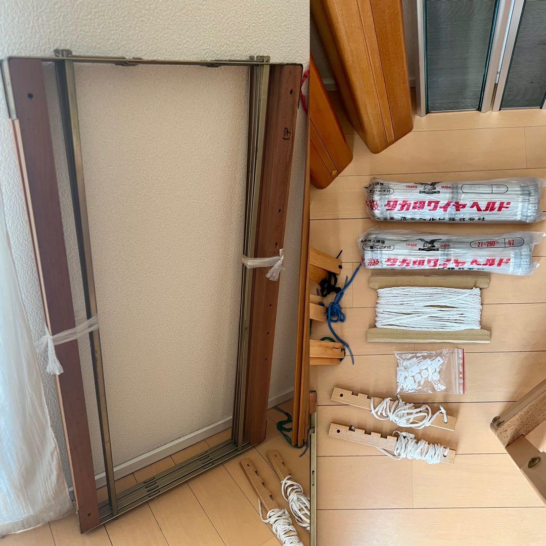 東京手織機 KM-650ろくろ式（旧型）4枚綜絖6本踏み木/筬・綜絖枠付き/中古