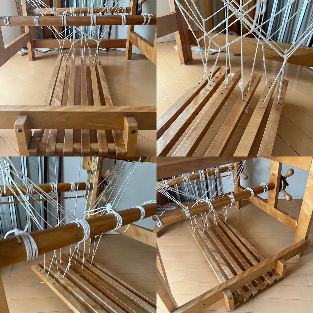 東京手織機 KM-650ろくろ式（旧型）4枚綜絖6本踏み木/筬・綜絖枠付き/中古