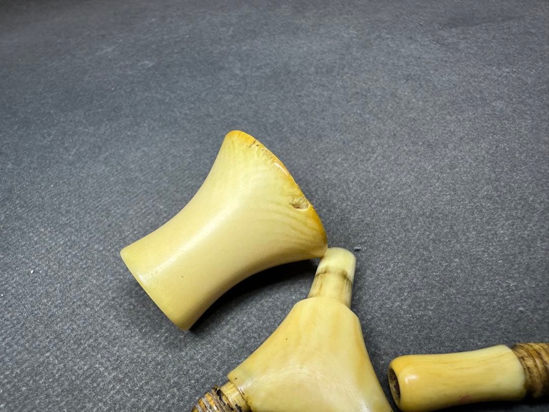 極上　戦前　聴診器　根付　天然素材　アンティーク　骨董　飾り物　細密細工　彫刻