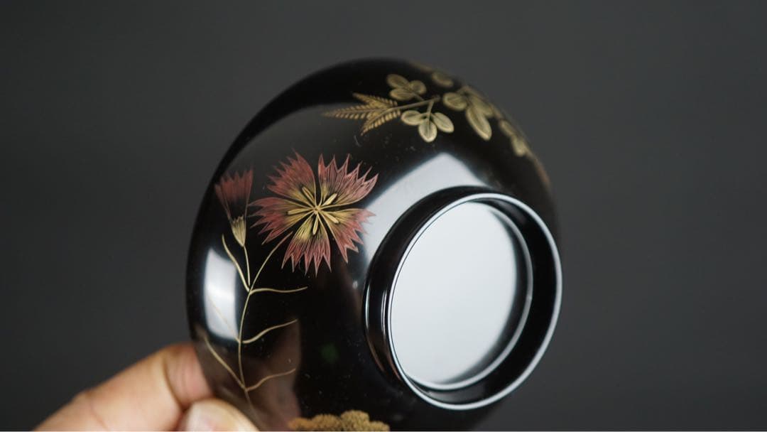 輪島塗 牧野一也 秋草沈金 吸物椀 10客 共箱 未使用 美品