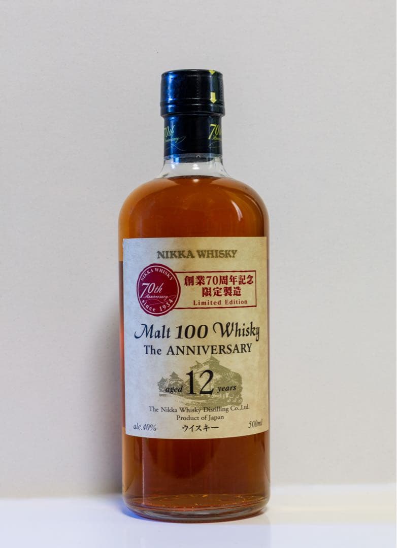 ニッカ モルト 100 70周年記念の限定版 ウイスキー 12年 500ml