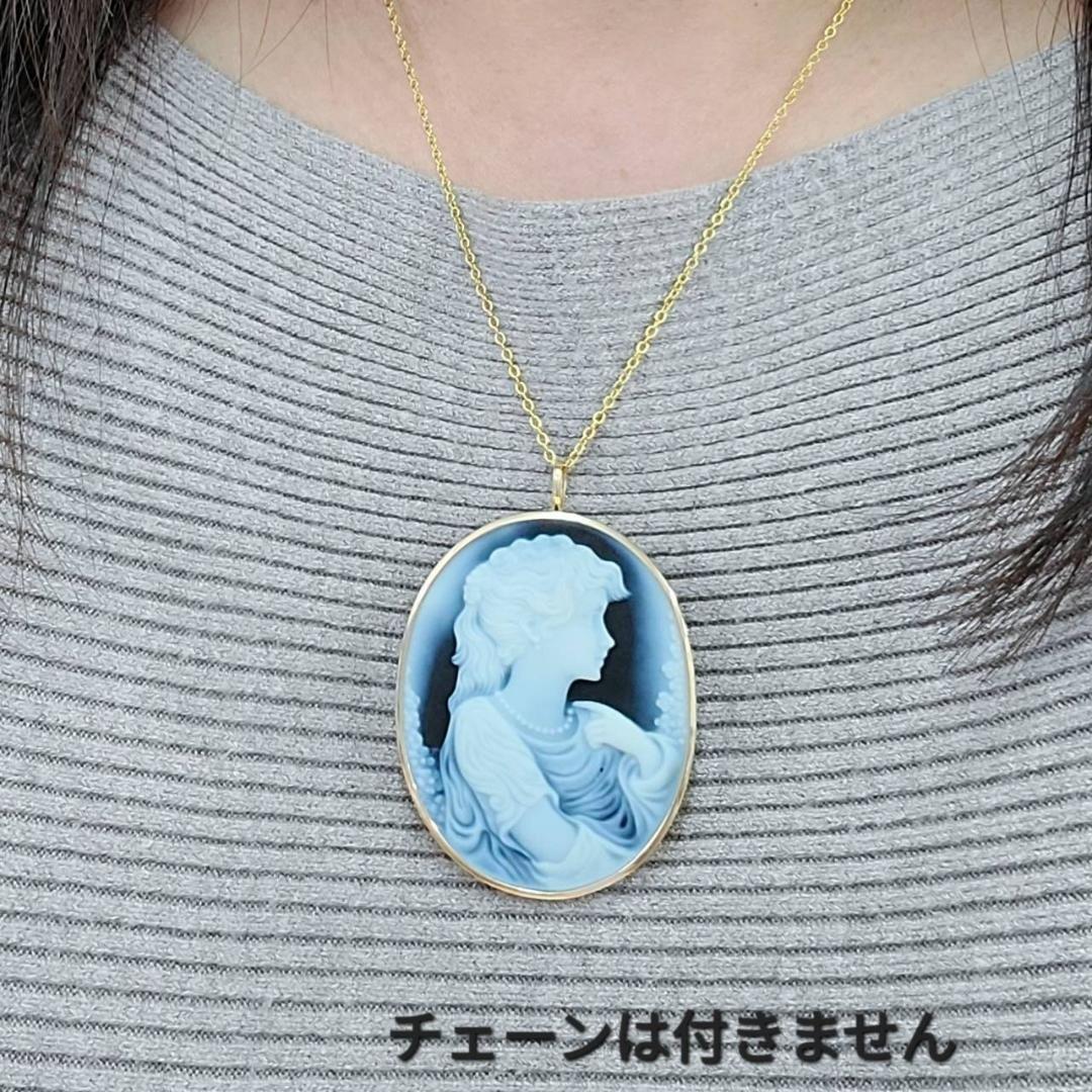 2WAY K18 YG カメオ ブローチ ペンダントトップ 鑑別書付