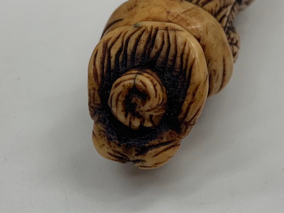 時代物 鹿角 煙管 煙管道具 キセル道具 蛸 漁師 9cm 48g