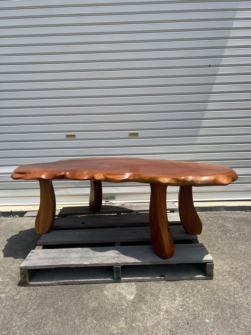 昭和レトロ 欅？ 一枚板 天然木 座卓 ちゃぶ台 古道具 古民具 花台