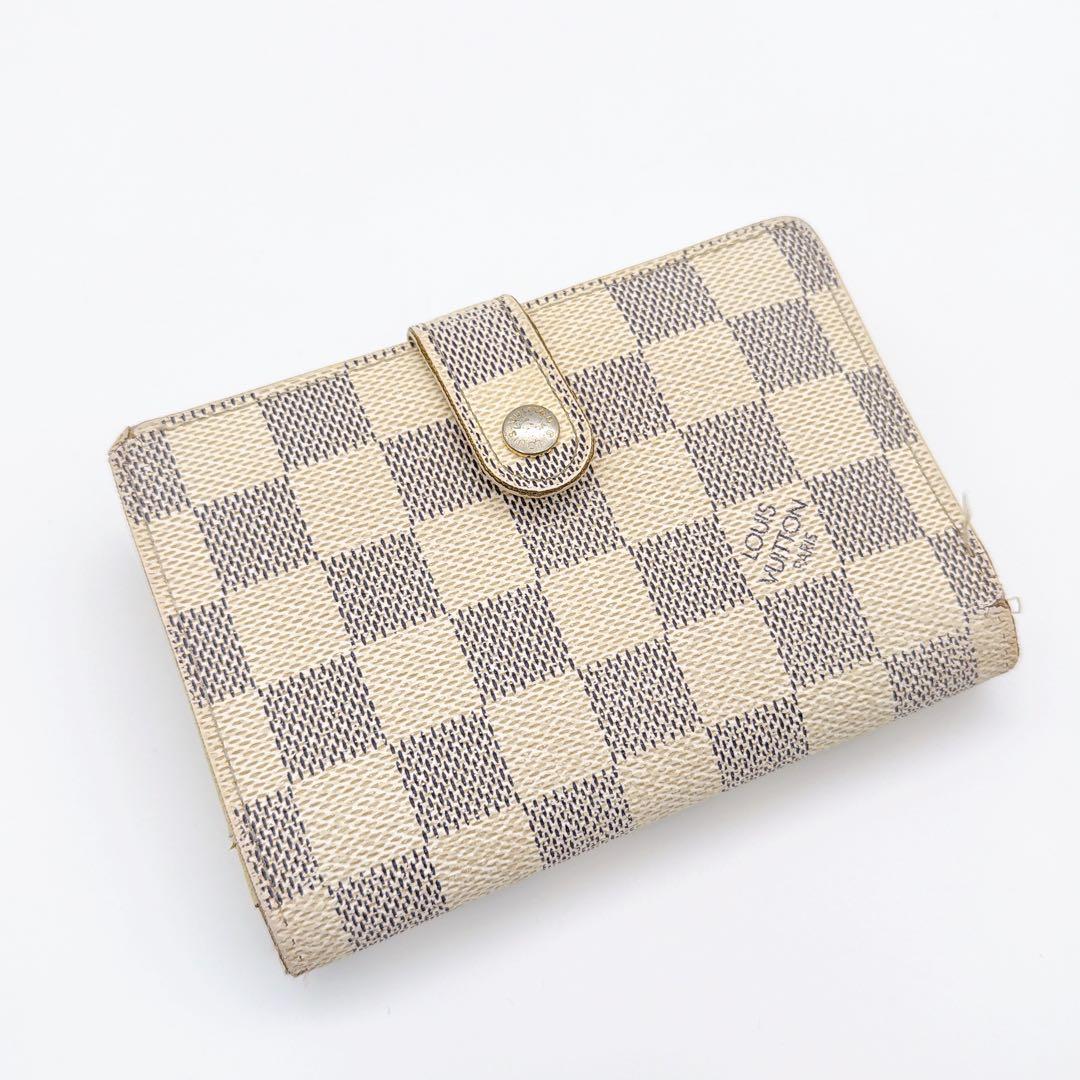 ルイヴィトン ポルトフォイユ ヴィエノワ ダミエアズール 折り財布 がま口 白色