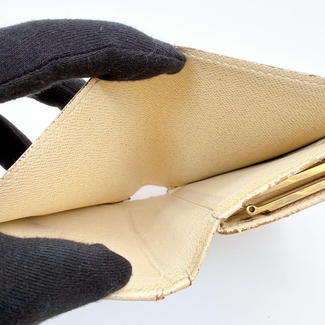 ルイヴィトン ポルトフォイユ ヴィエノワ ダミエアズール 折り財布 がま口 白色