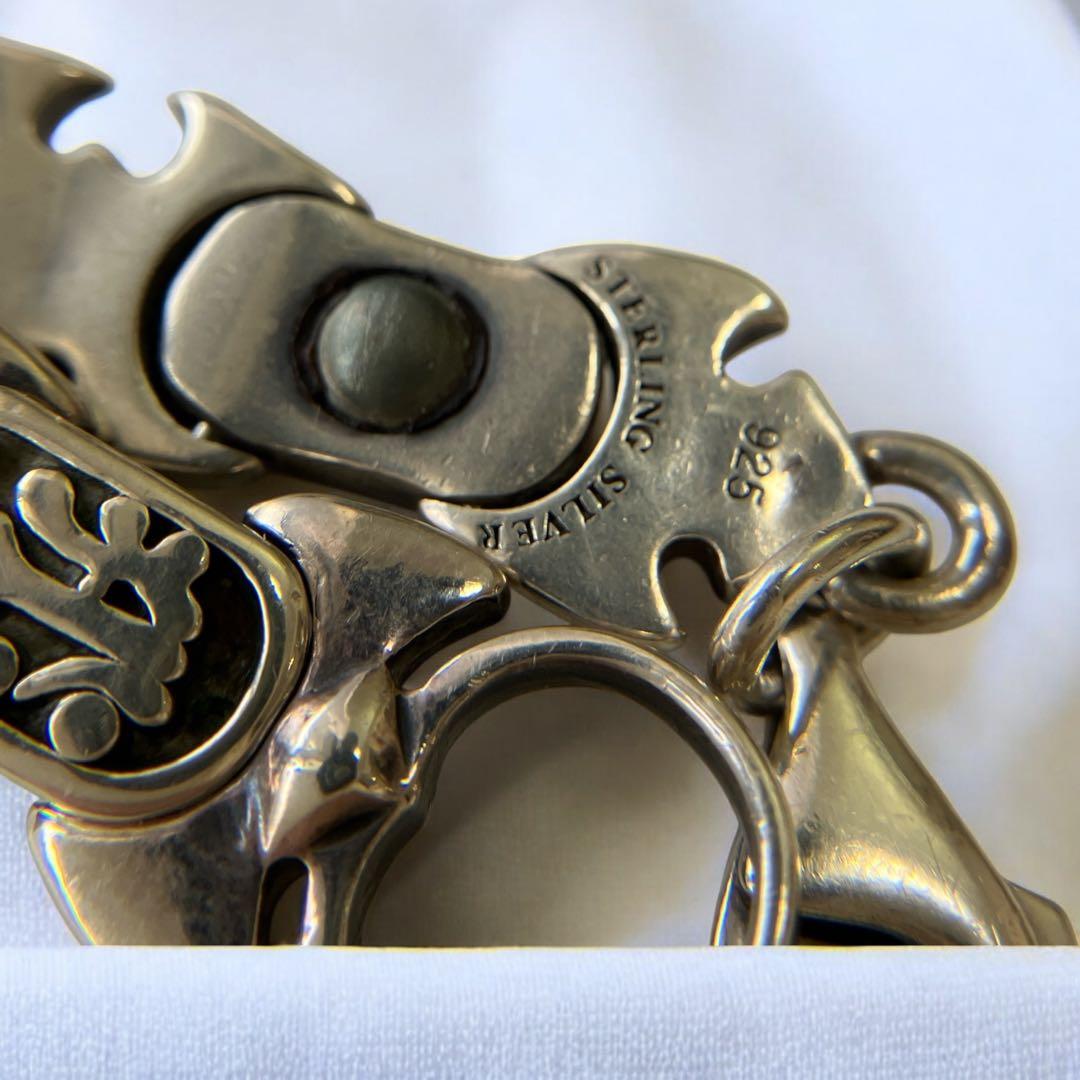 シルバー　925 腕輪　ブレスレット 彫刻デザイン 刻印　ゴツめ 太め