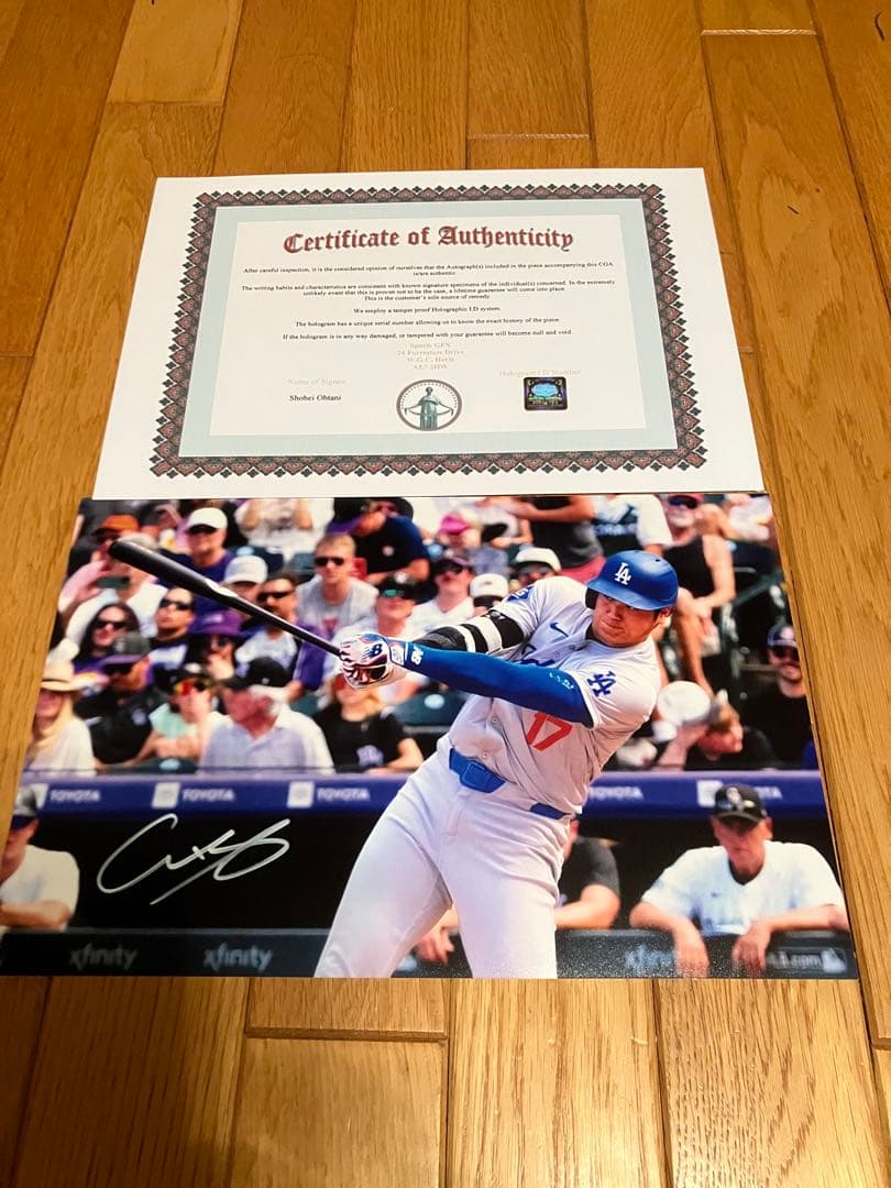 大谷翔平　ドジャース　直筆サイン　証明書付き　ロサンゼルス　MVP