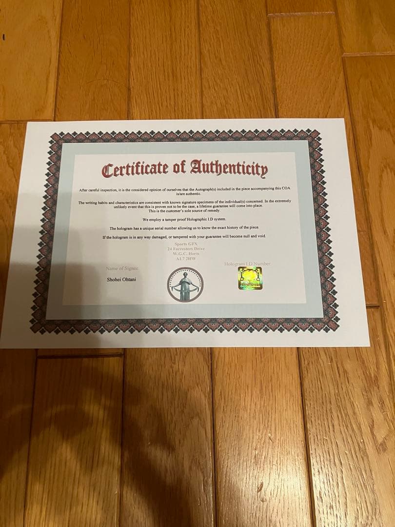 大谷翔平　ドジャース　直筆サイン　証明書付き　ロサンゼルス　MVP