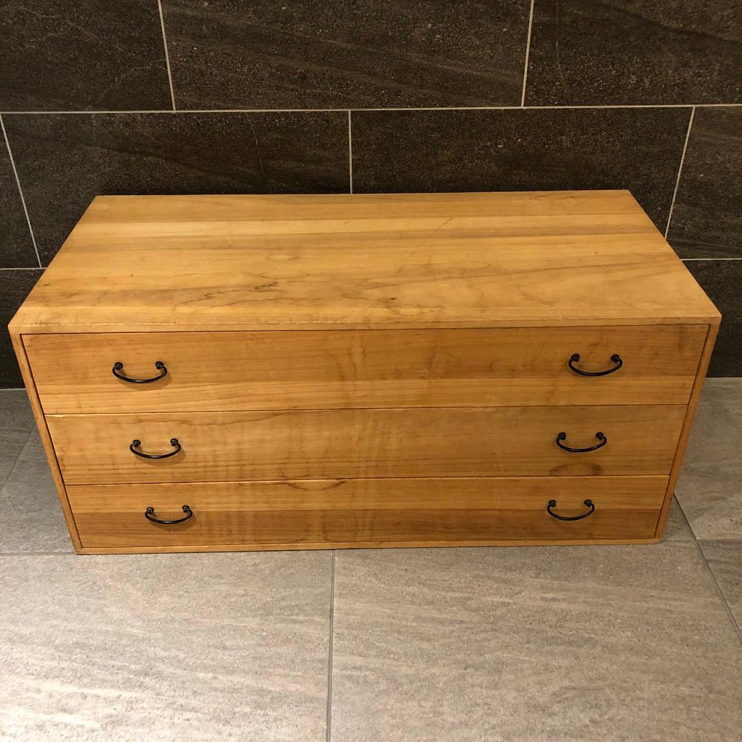 丸石商事　桐天然木　日本製　桐タンス　引き出し3段　着物箪笥　タンス　3段タンス