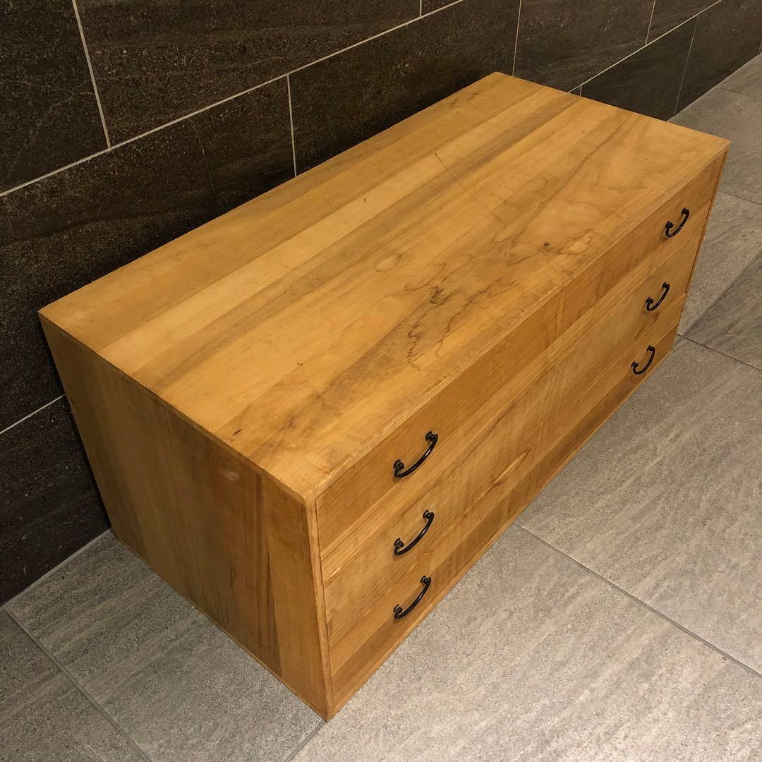 丸石商事　桐天然木　日本製　桐タンス　引き出し3段　着物箪笥　タンス　3段タンス