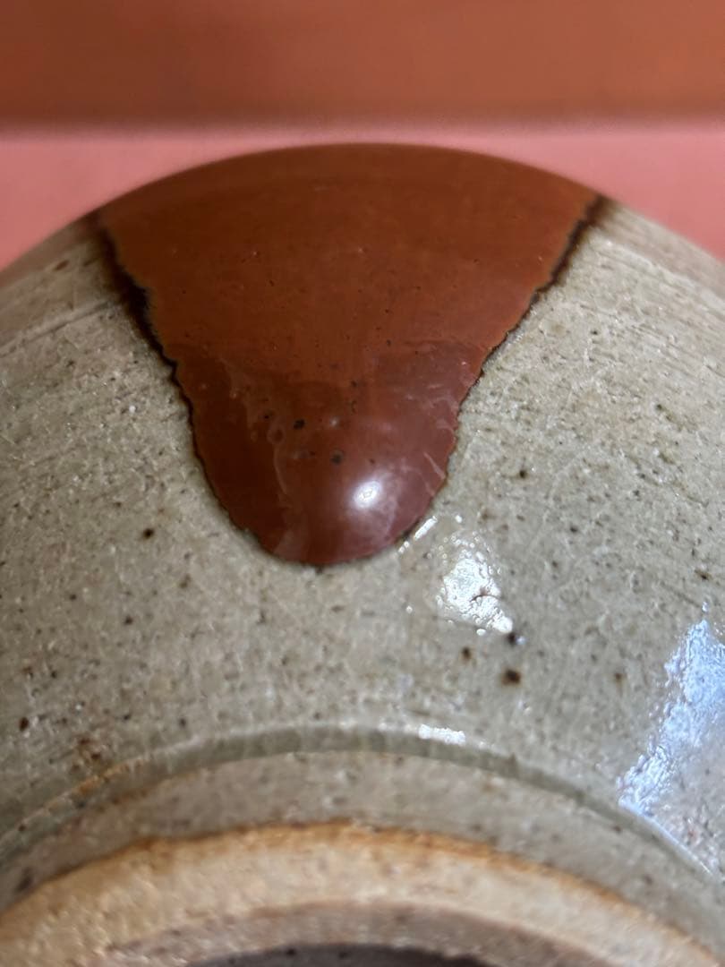 やまちゃん河井寛次郎作柿緑白釉鶴首瓶鉄釉高台盃台二客検森の初春に捧ぐ