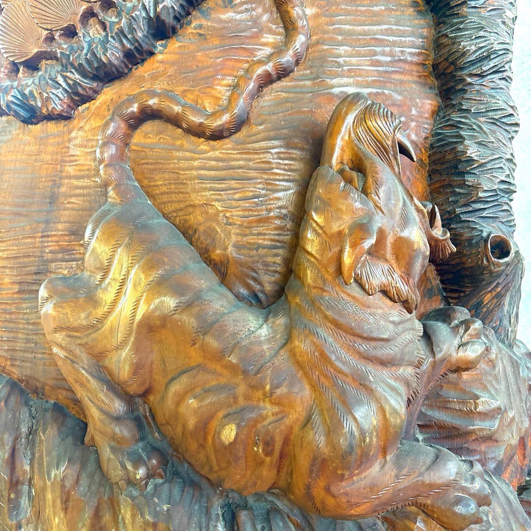 一本雕刻 大型雕刻 木制 缘起物 置物 时代物、古美術・骨董品