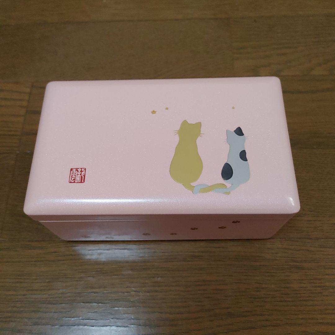 【新品】オルゴール 30弁 会津塗り小物入れ 猫 ネコ