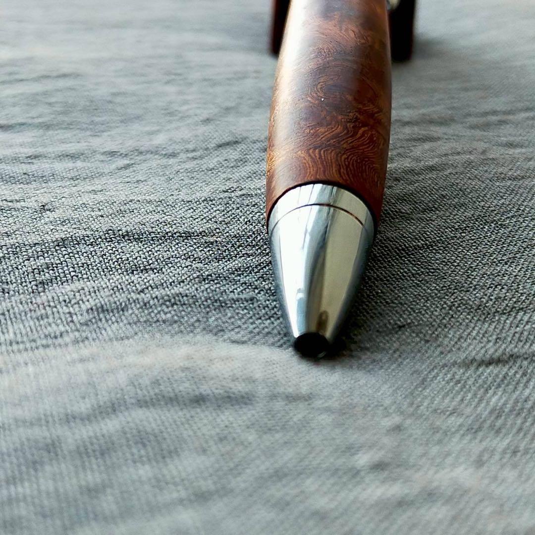 本花梨瘤紅白　濃淡　ハンドメイド　木軸ボールペン　G2　天然木　シルバー