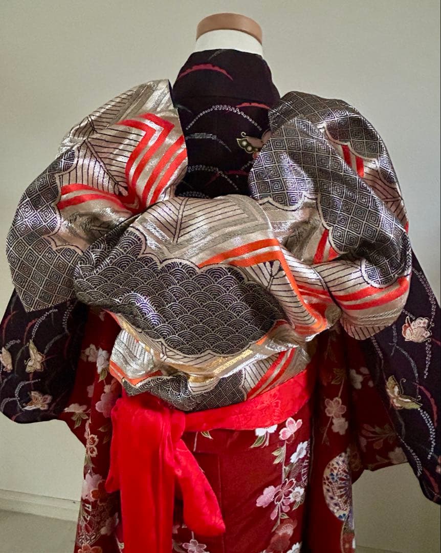 7歳　七五三　正絹着物　古典柄　帯　帯揚げ　帯締め　しごきのセット