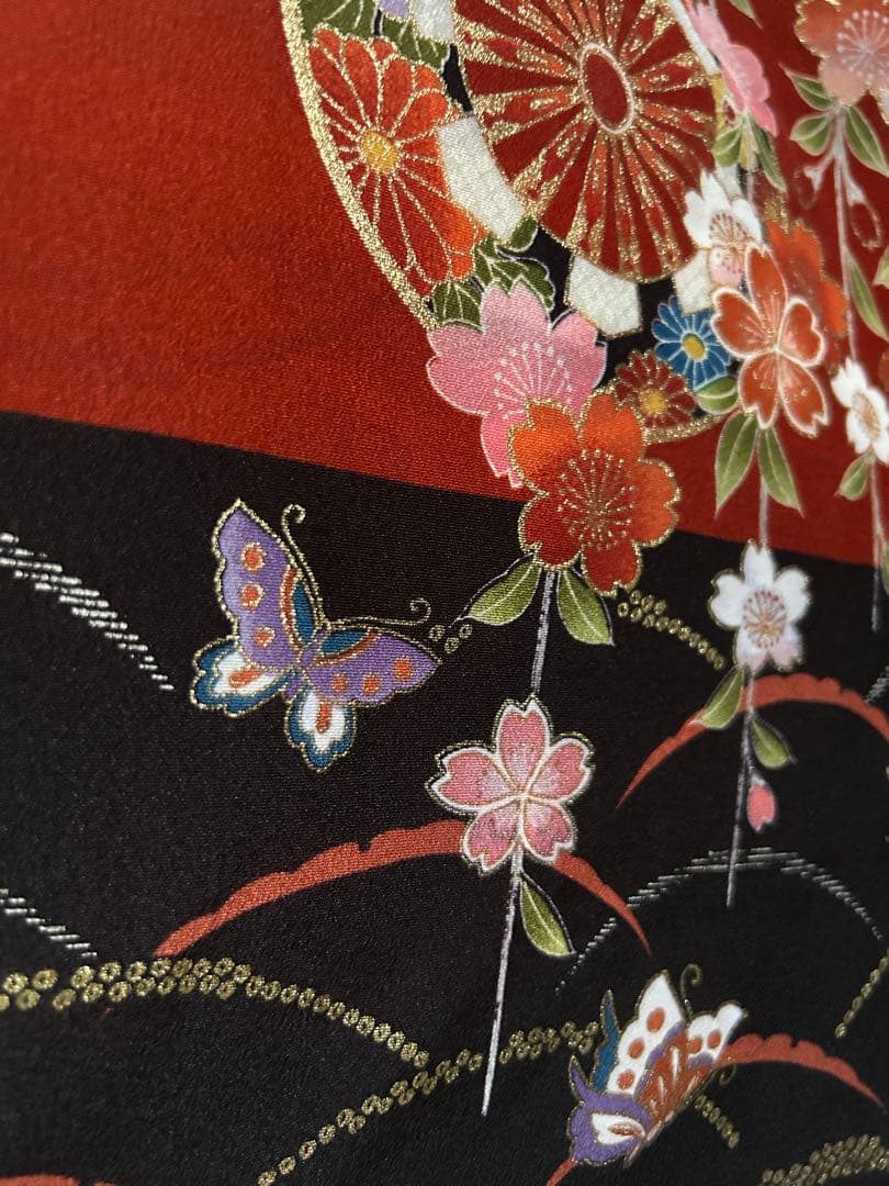 7歳　七五三　正絹着物　古典柄　帯　帯揚げ　帯締め　しごきのセット