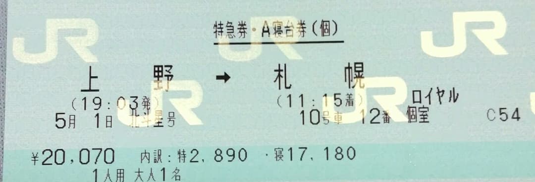 記念切符　寝台特急北斗星号！