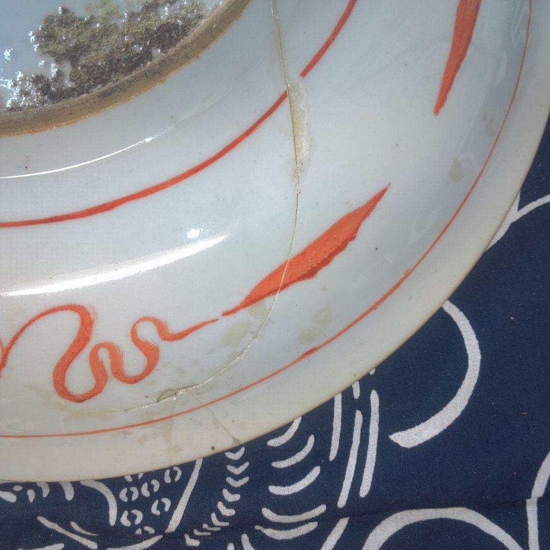 骨董６ ひび直しあります注意多色花模様の陶器皿