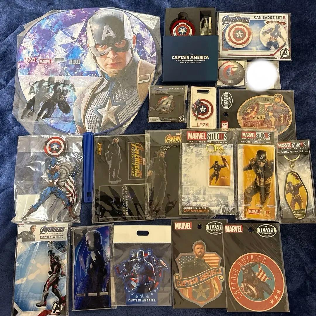 キャプテンアメリカ　グッズ　アクリルスタンド　缶バッジ　マーベル　アベンジャーズ