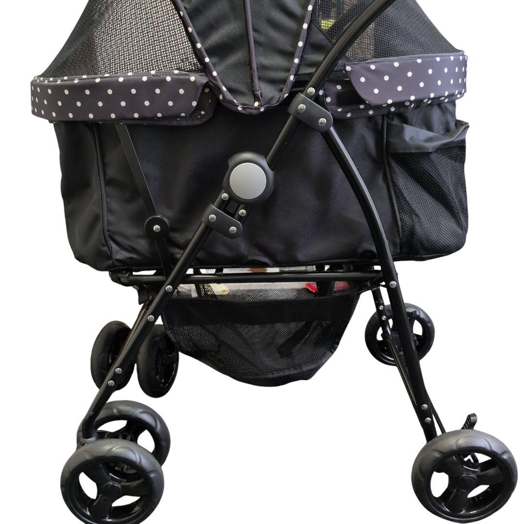 【美品 送料無料】GEX わんわんカート デラックス　多頭用　水玉　黒